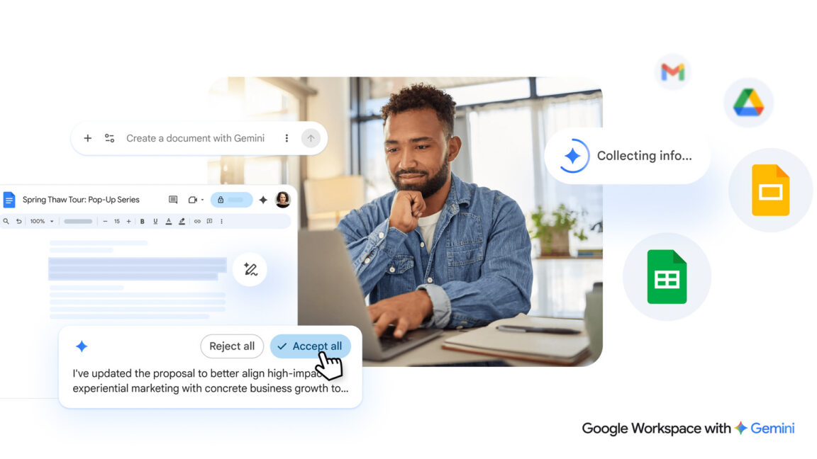 Gemini、Google Workspaceに深く統合、文書作成と編集を再定義