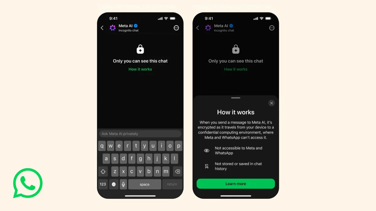 WhatsAppがMeta AIチャットにシークレットモードを導入