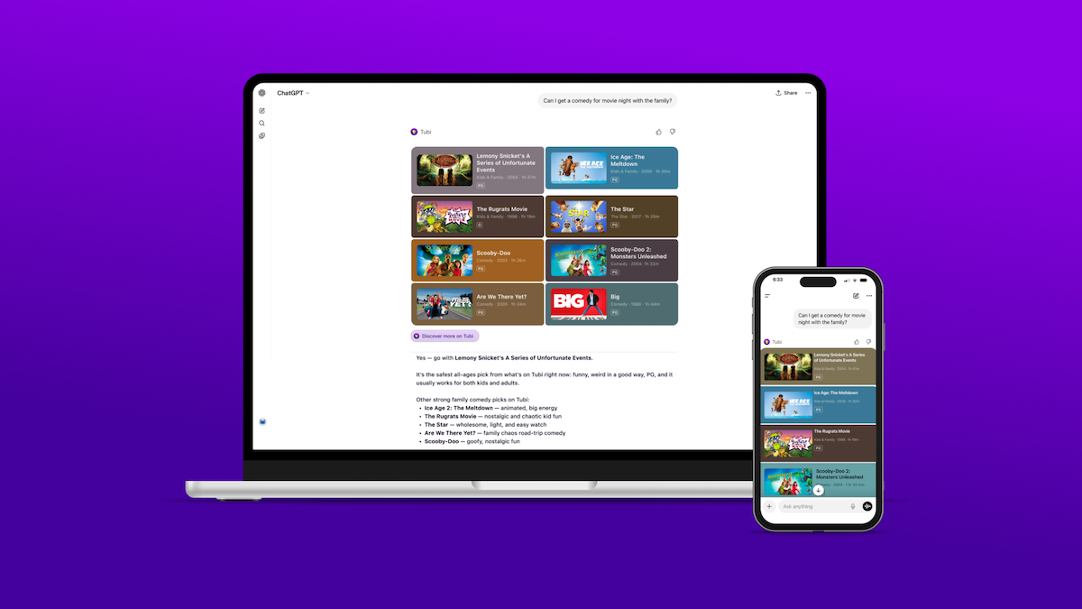 Tubi、ChatGPTにおいて初のネイティブアプリケーションを導入
