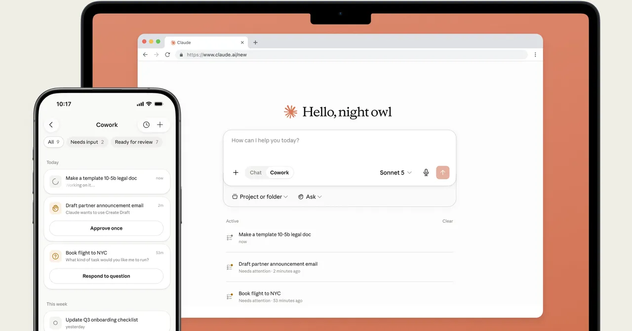 AnthropicがClaude Coworkをスマートフォンに実装：ノートPCを閉じても作業を継続