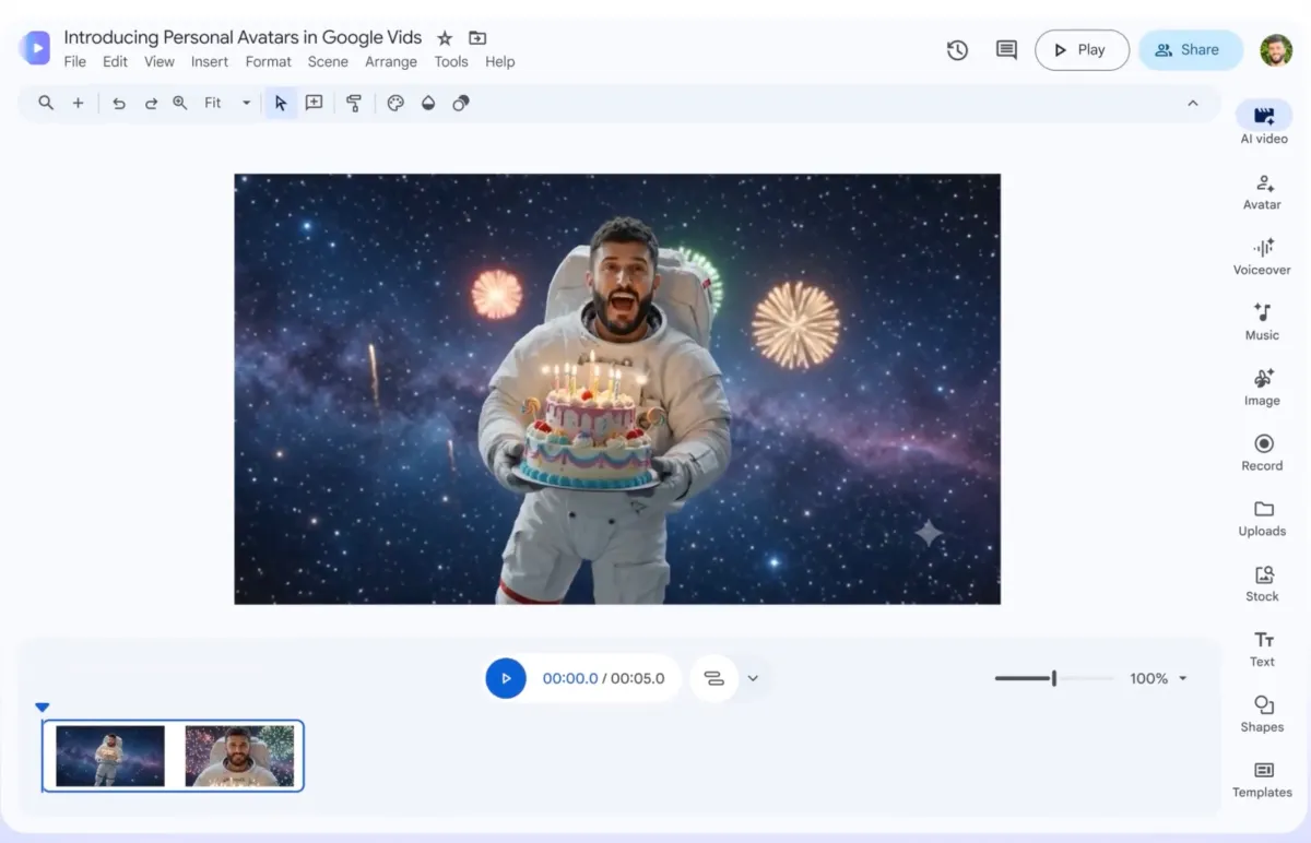 Google VidsがAIアバター機能を導入：あなたも動画の主役になれる