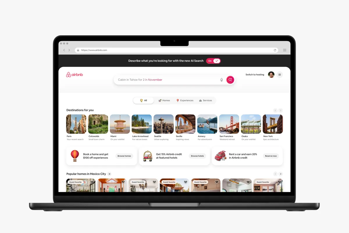 AirbnbがAI検索とソーシャル機能を導入、フードデリバリー・洗濯サービスも展開へ