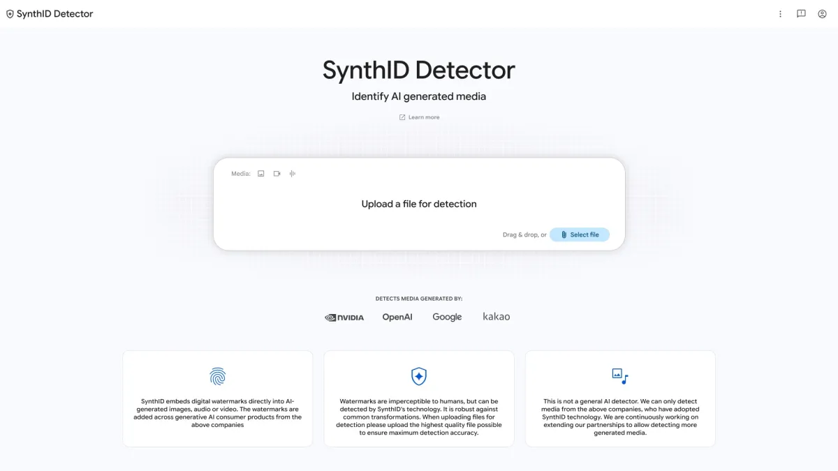 GoogleがSynthID公式サイトを公開：AIが生成したコンテンツをワンクリックで識別