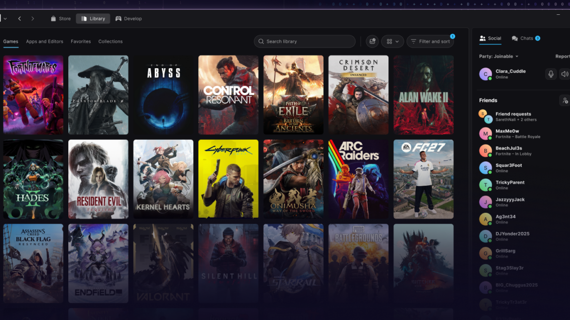 Epicの新ランチャーはSteamより高速と主張——AI「バイブコーディング」で開発