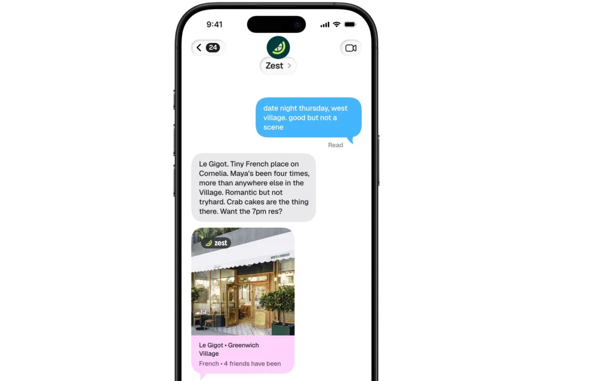 ZestがAIレストランコンシェルジュを発表：SMSで投票・予約が完結